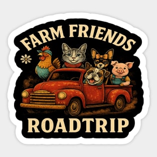 Farm Pickup Truck with Farm Animals Farmer's Wife Cow Girl Sticker
